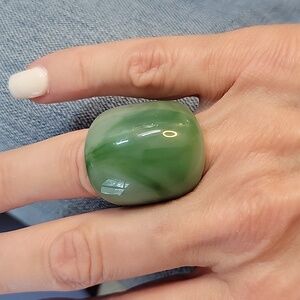 SMOKEY JADE Metal-Free Contoured Dome Ring